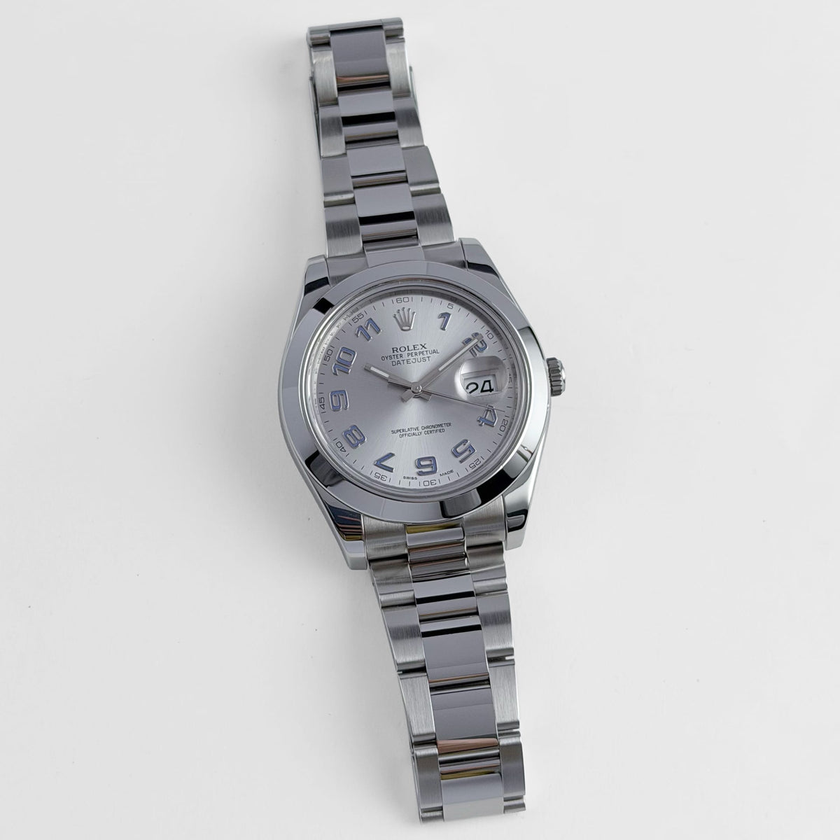 Rolex Datejust II 116300 Stainless Steel Stainless Steel Rhodium Arabic Dial Smooth Bezel Oyster (2016)