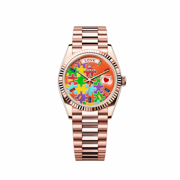 Rolex Day-Date 36 128235 'Emoji Puzzle' Rose Gold (2025) – Wrist