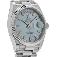 Thumbnail for Rolex Day-Date 128236 Platinum Ice Blue Baguette Dial