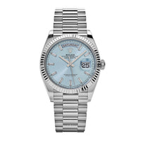 Thumbnail for Rolex Day-Date 128236 Platinum Ice Blue Baguette Dial