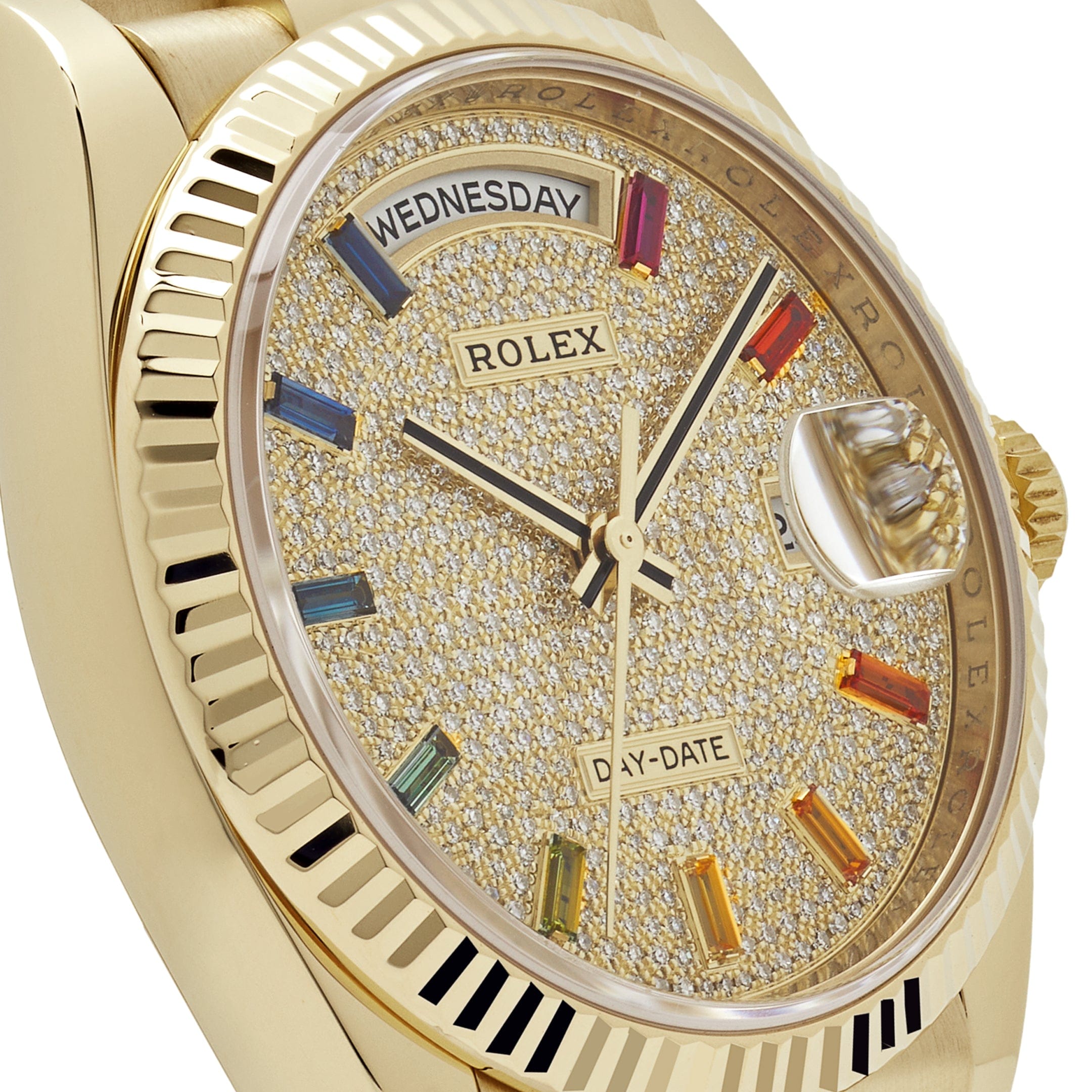Rolex Day-Date 36 128238 Yellow Gold Diamond-Paved Rainbow Dial