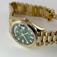 Thumbnail for Rolex Day-Date 128238 Yellow Gold Green Diamond Dial (2020)