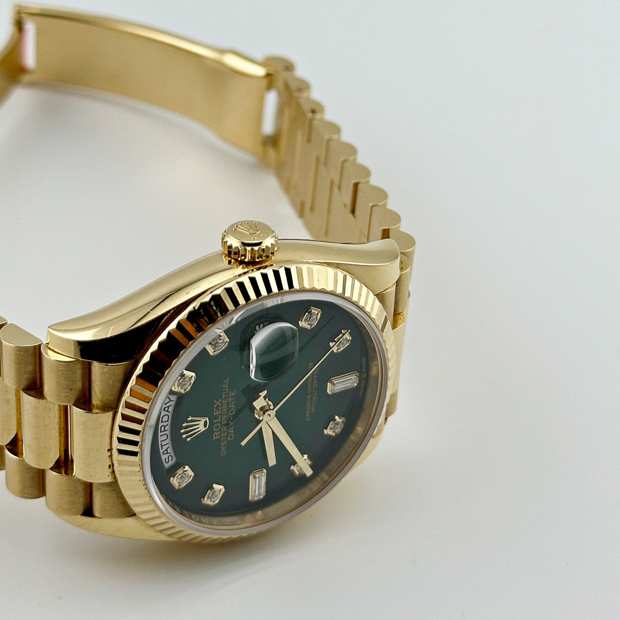 Rolex Day-Date 128238 Yellow Gold Green Diamond Dial (2024)