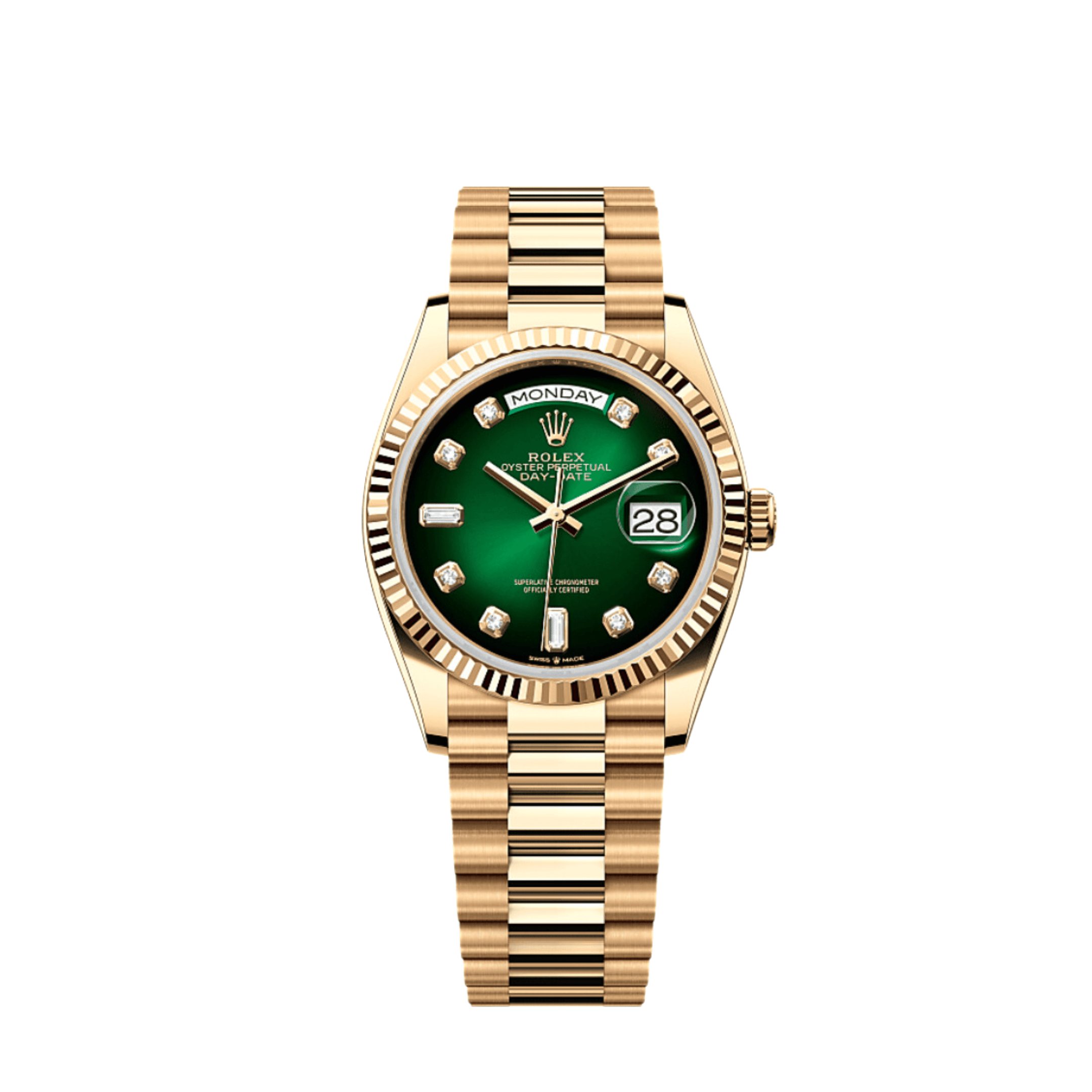 Rolex Day-Date 128238 Yellow Gold Green Diamond Dial (2024)