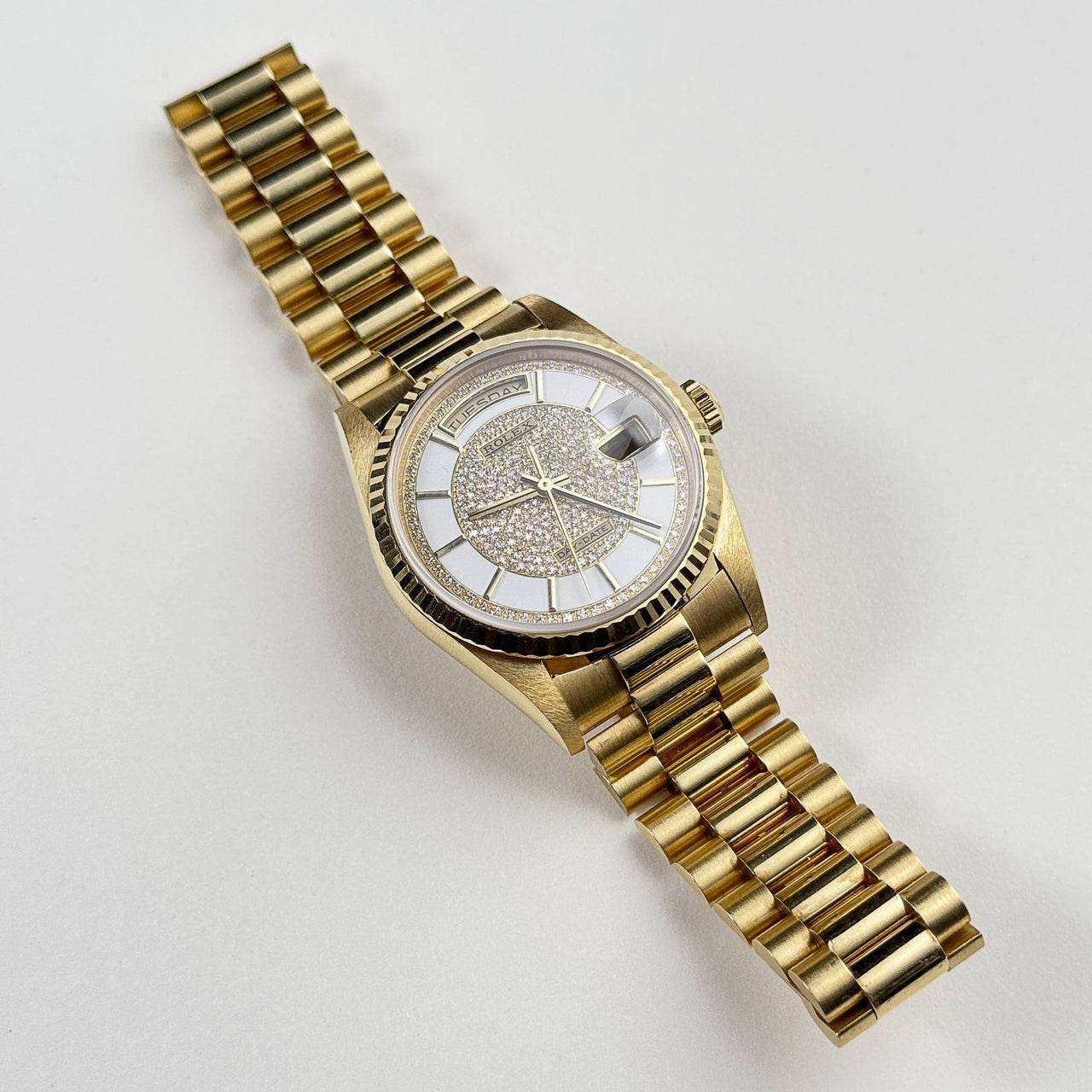 Rolex Day-Date 18238 Yellow Gold Carousel Diamond Dial Presidential Bracelet