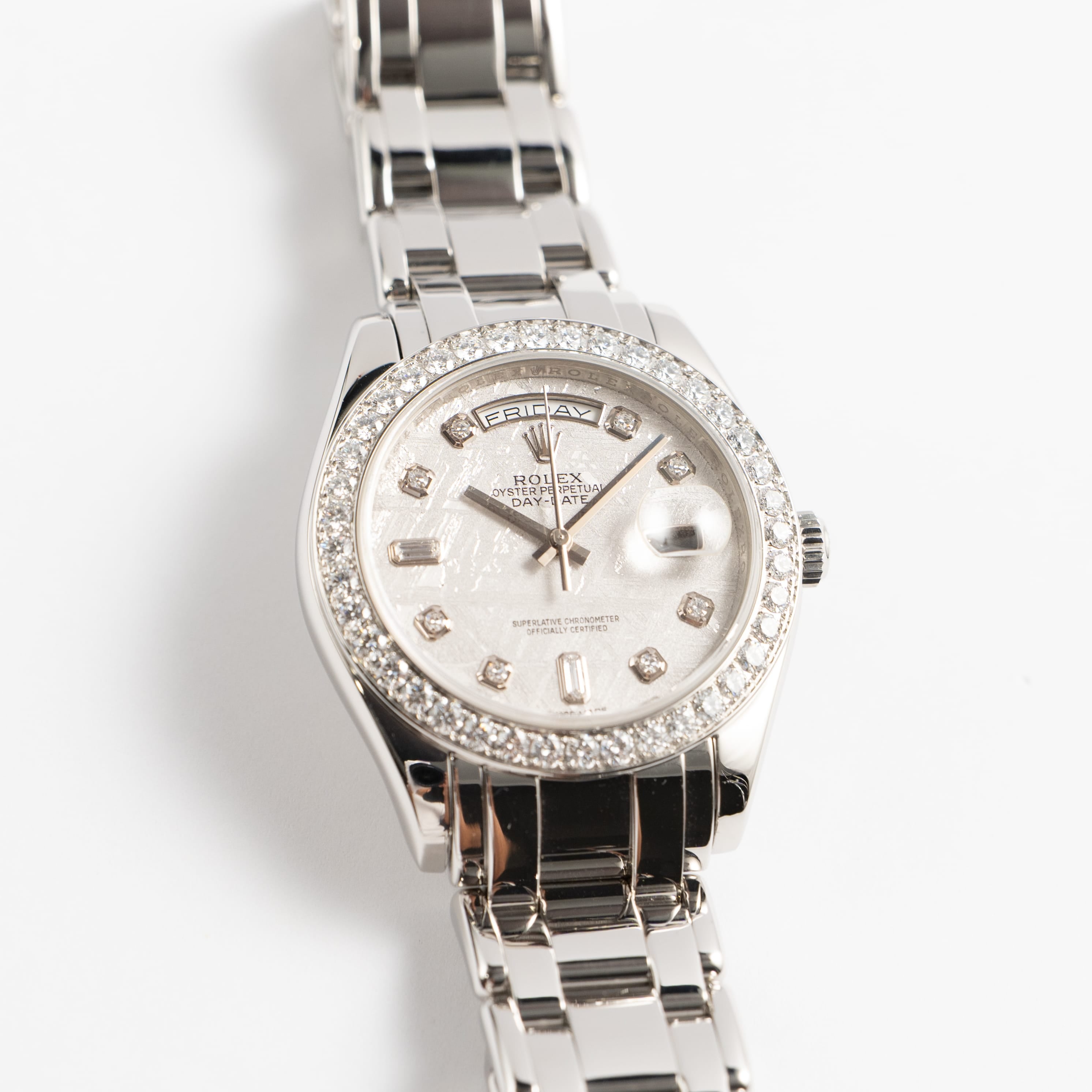 Rolex Day-Date 18946 Masterpiece Platinum Meteorite Diamond Dial and Bezel (2021)