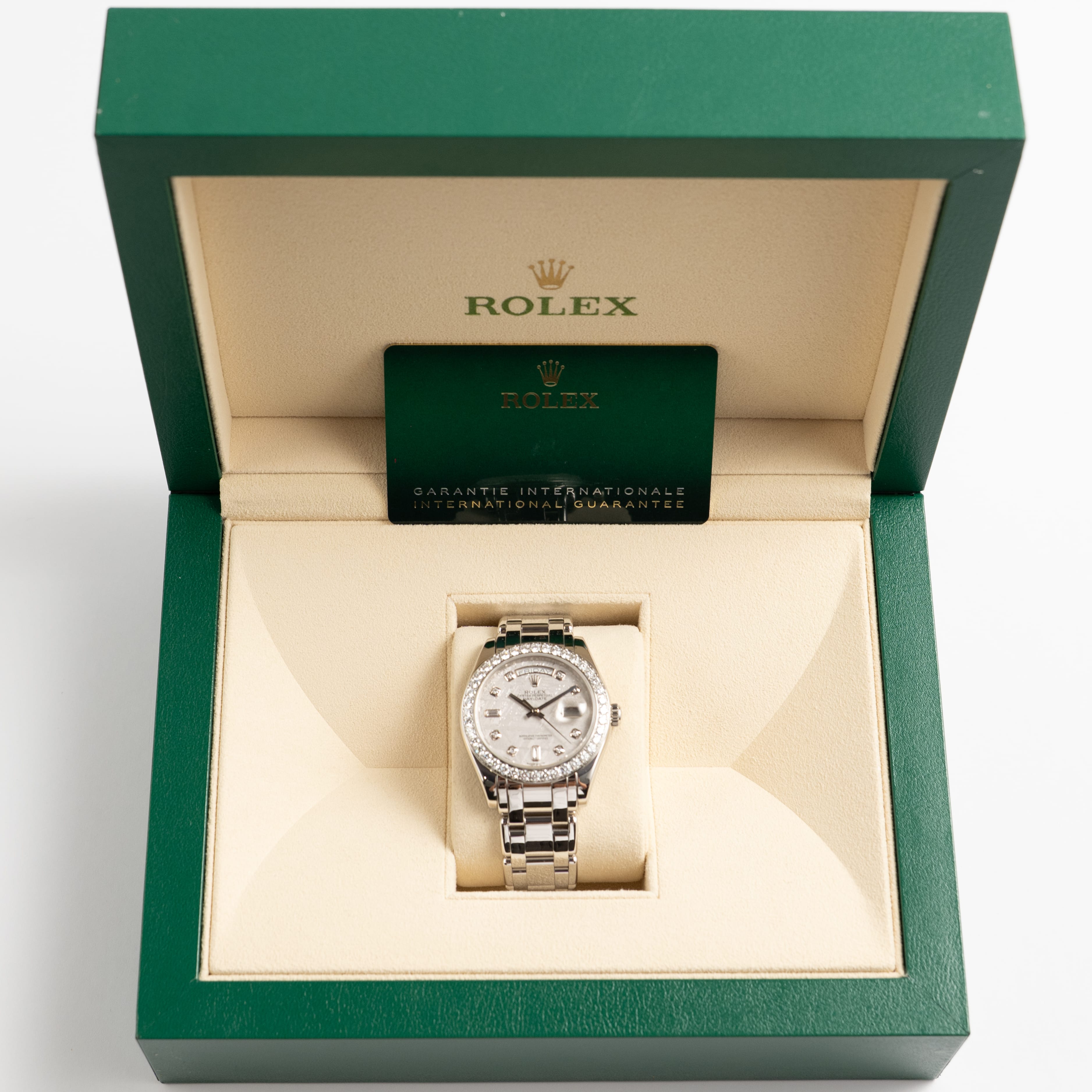 Rolex Day-Date 18946 Masterpiece Platinum Meteorite Diamond Dial and Bezel (2021)
