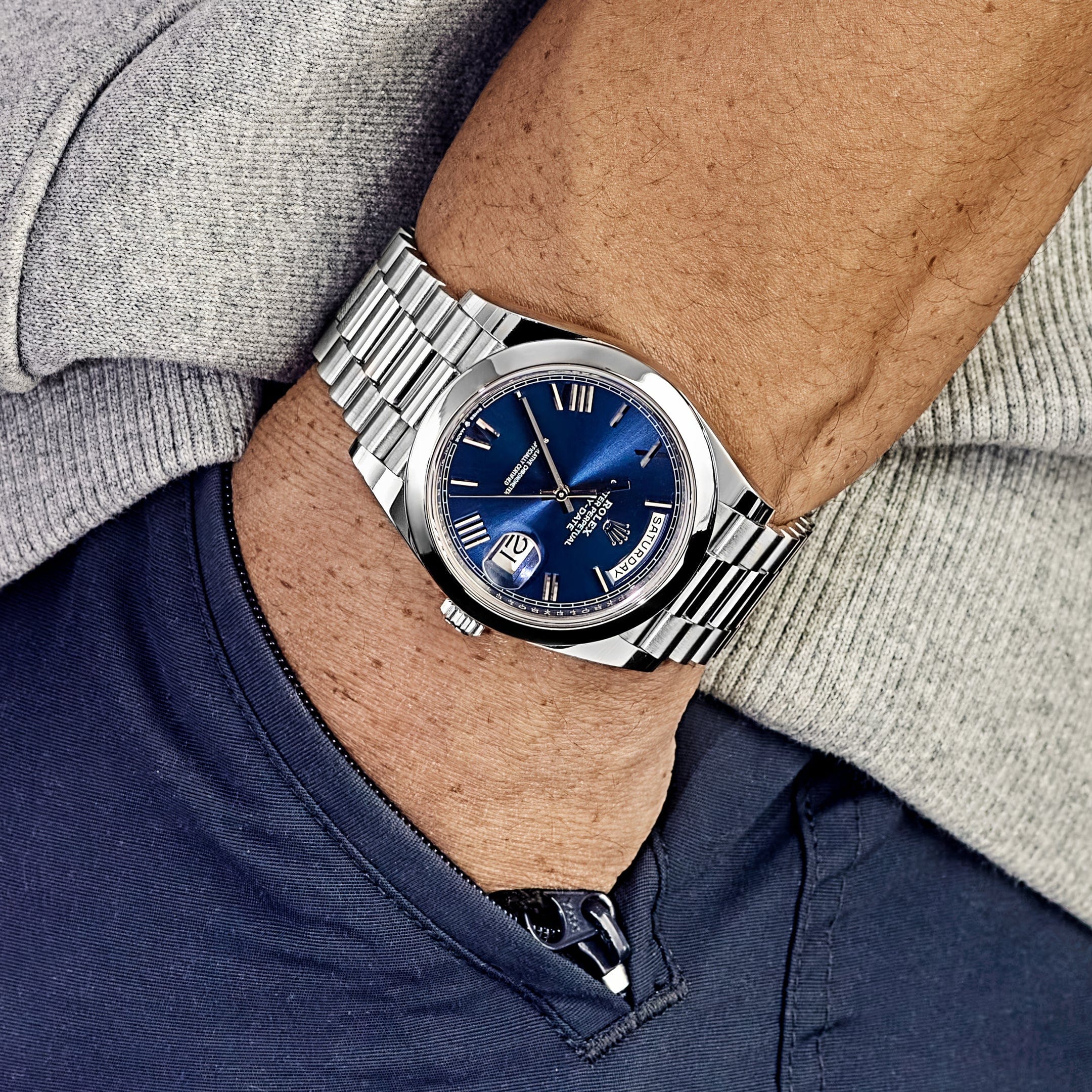 Rolex Day-Date 40 228206 Platinum Blue Dial (2022) – Wrist Aficionado