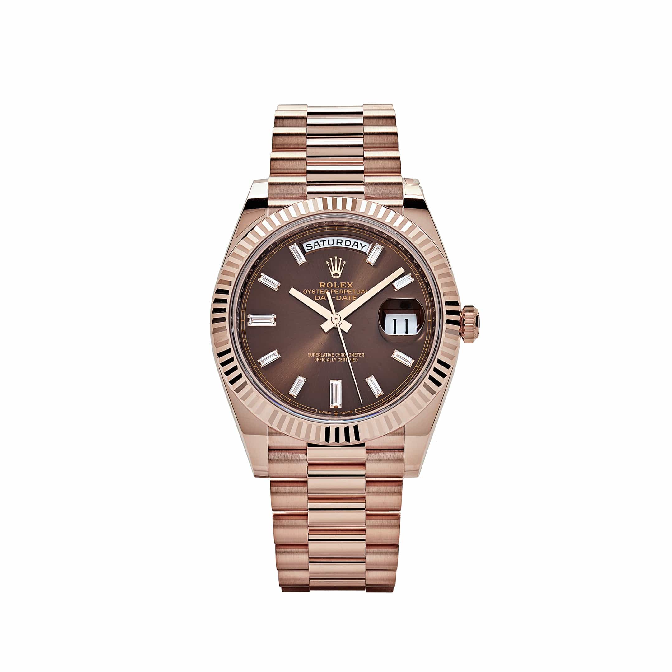 Rolex Day-Date 228235  Rose Gold Chocolate Baguette Diamond Dial (2021)