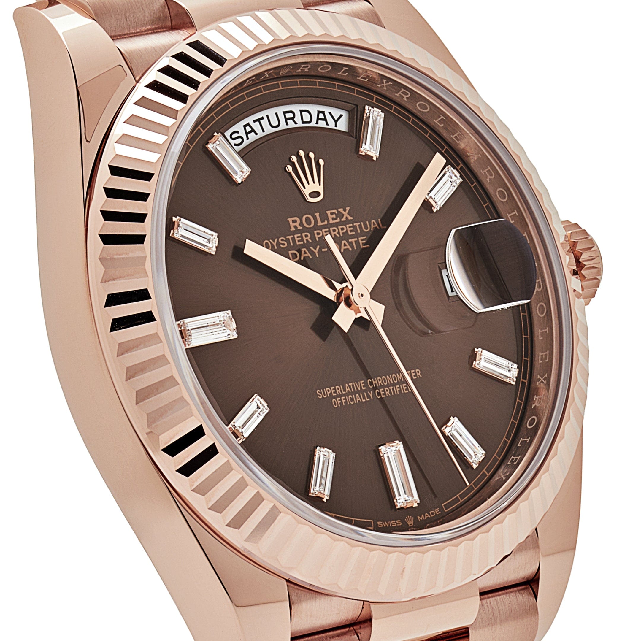 Rolex Day-Date 228235  Rose Gold Chocolate Baguette Diamond Dial (2023)