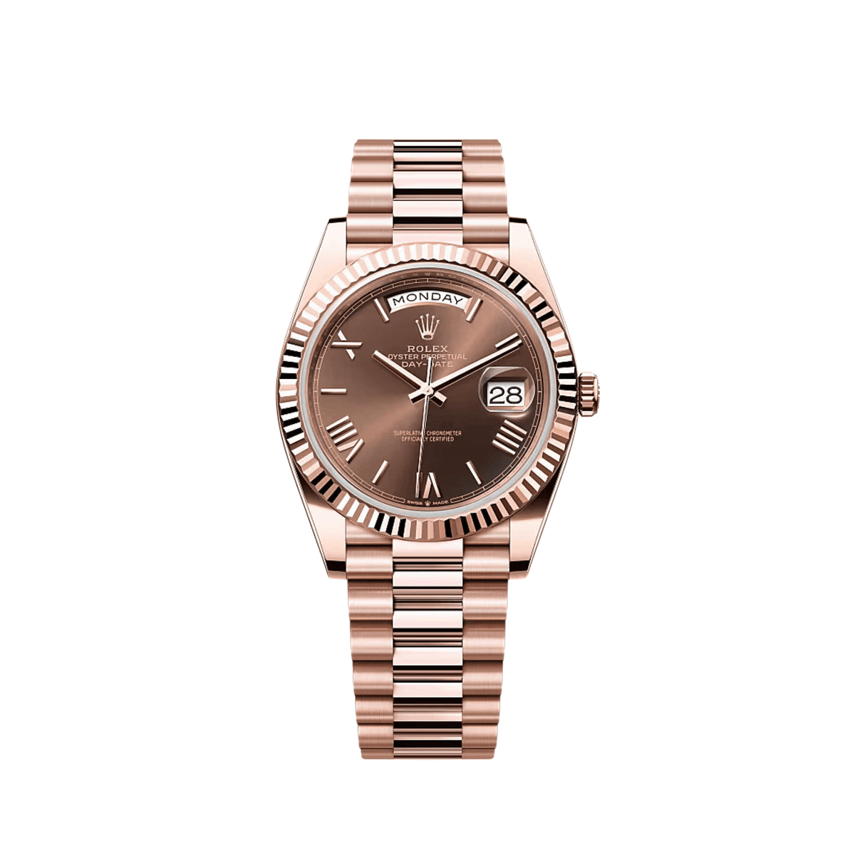 Rolex Day-Date 40 228235 Rose Gold Chocolate Roman Numerals Dial (2025)