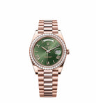 Rolex Day-Date 228235 Rose Gold Green Roman Dial Diamond Bezel