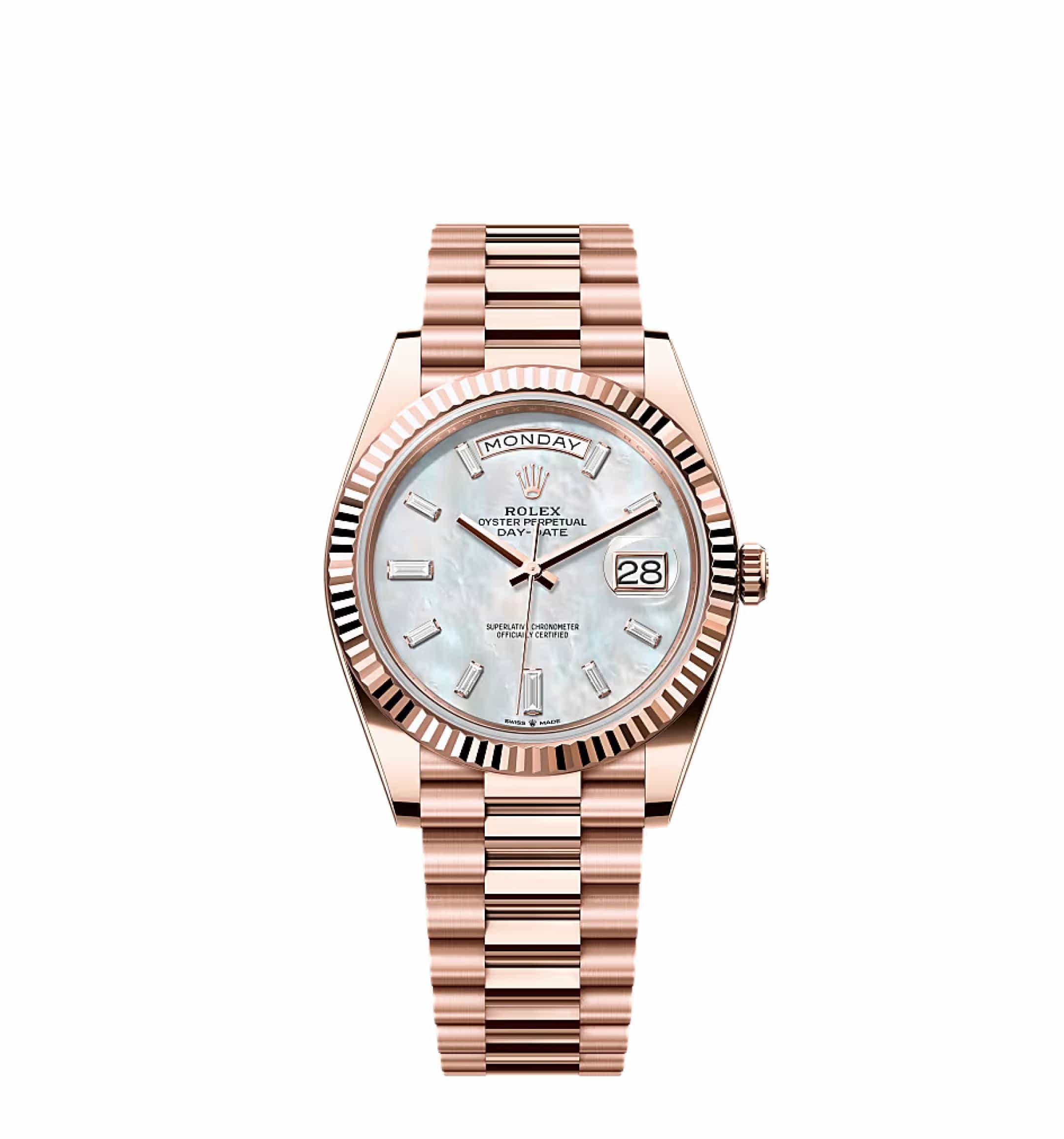 Rolex Day-Date 228235 Rose Gold Mother Of Pearl Diamond Dial