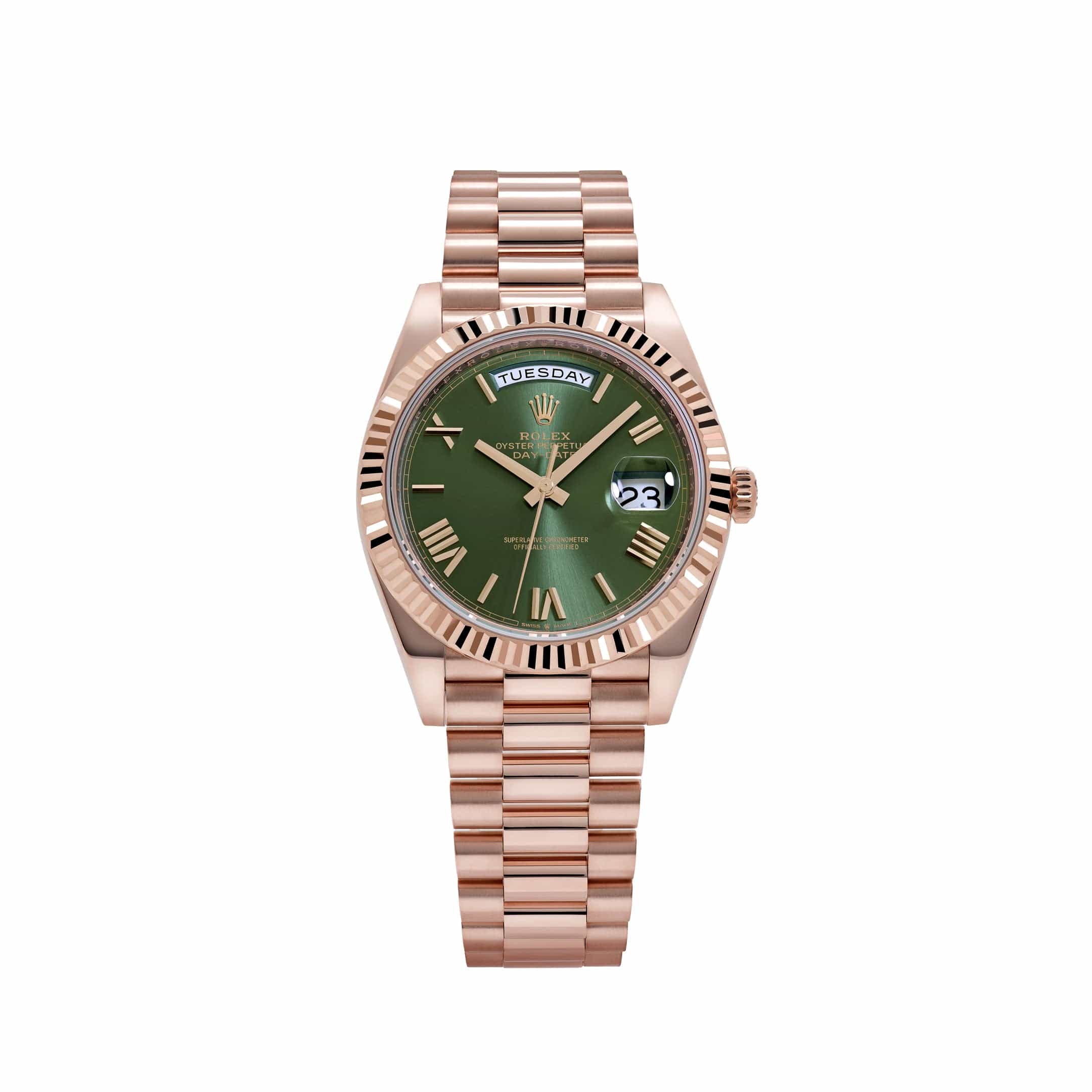 Rolex Day-Date 40 228235 Rose Gold Olive Green Dial (2021) – Wrist