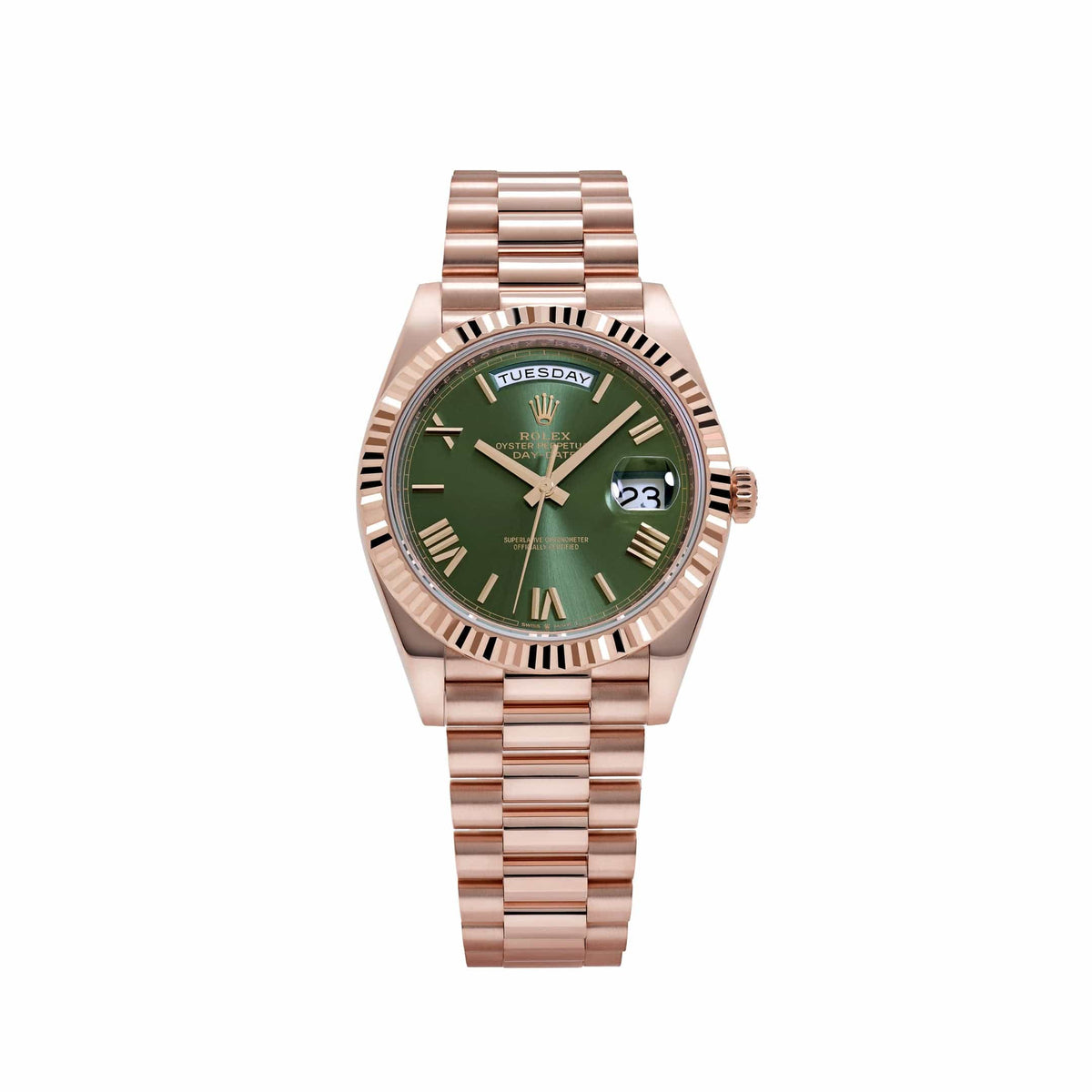 Rolex Day-Date 40 228235 Rose Gold Olive Green Dial