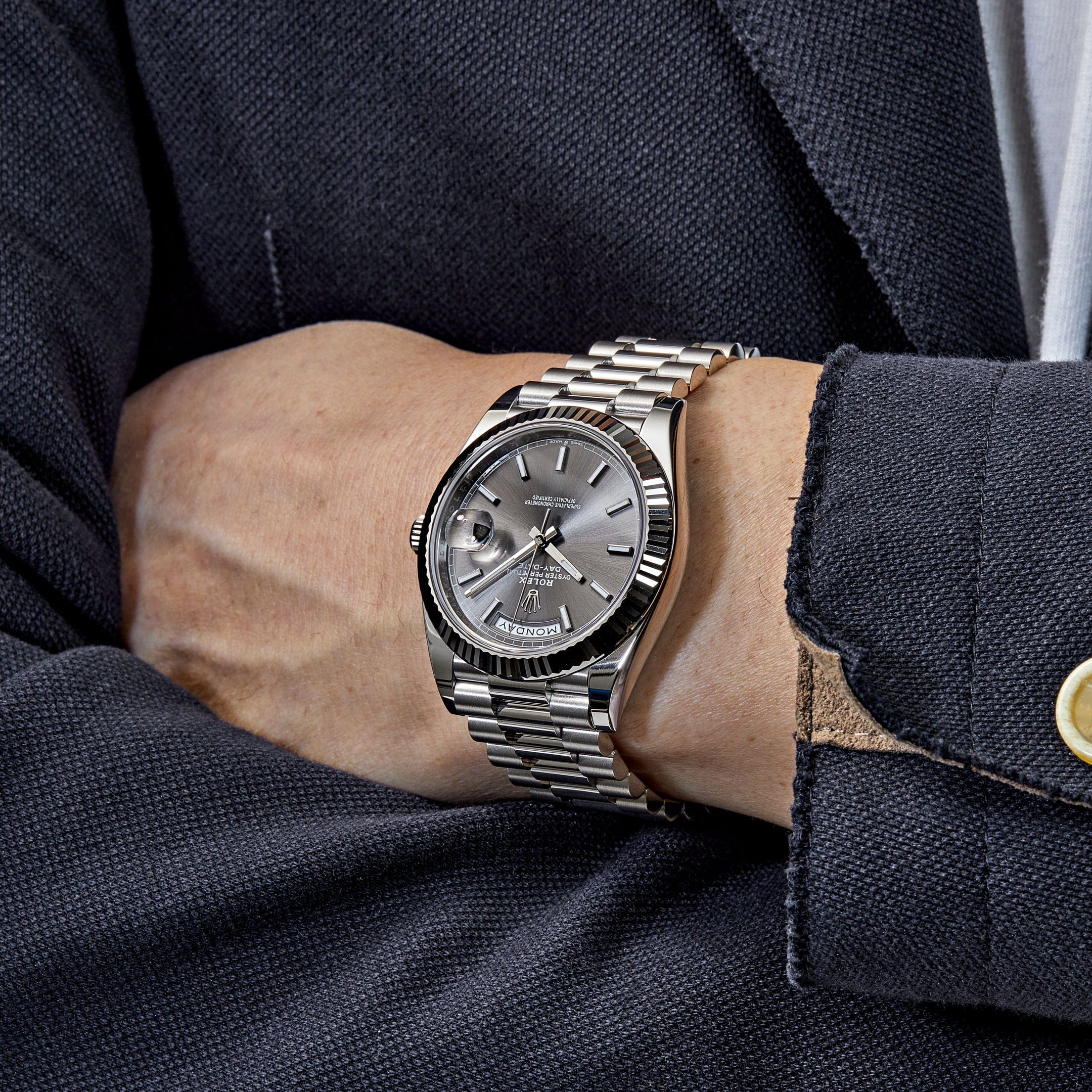Rolex Day-Date 40 228239 White Gold Slate Rhodium Grey Dial