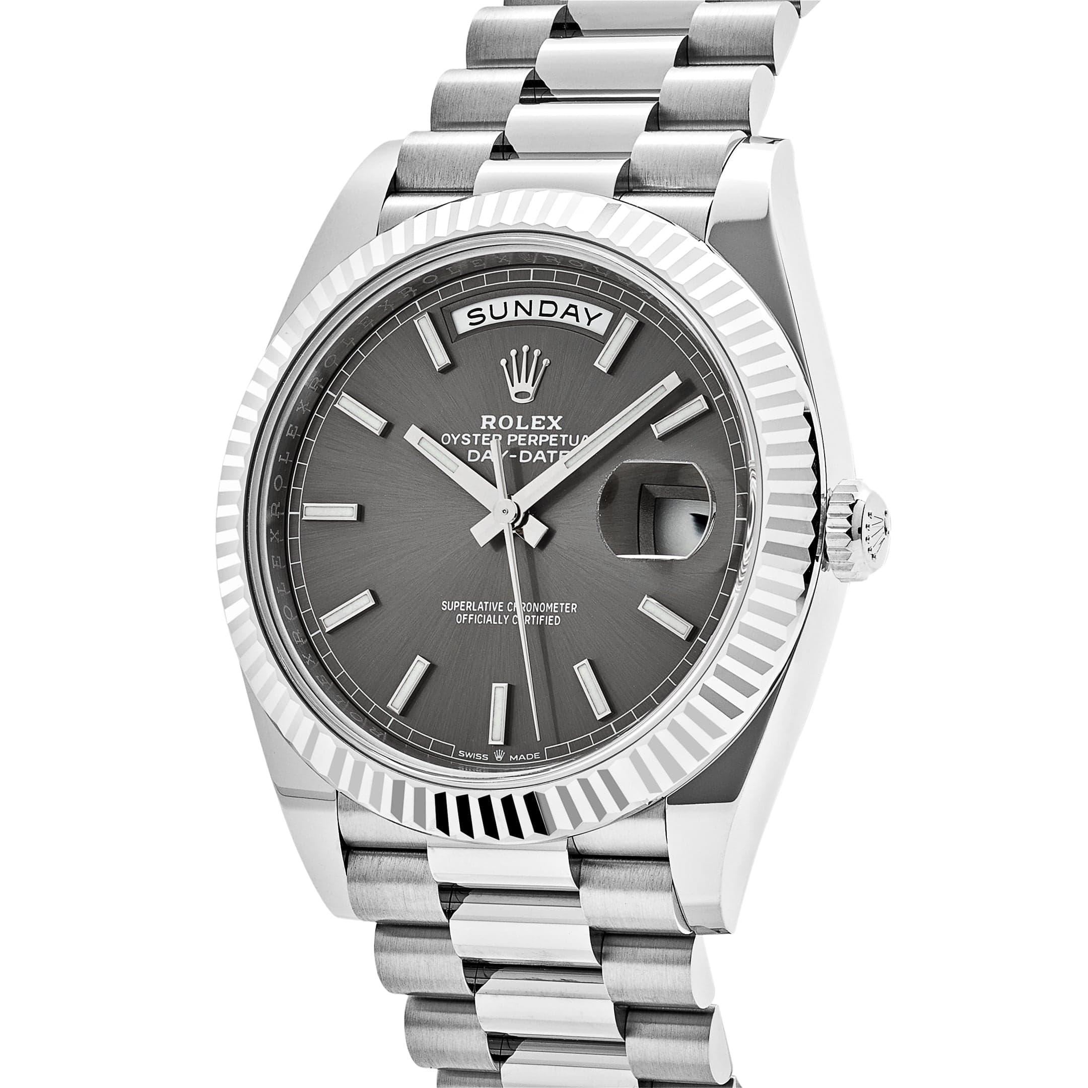 Rolex Day-Date 40 228239 White Gold Slate Rhodium Grey Dial