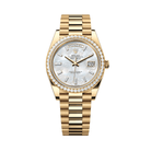 Rolex Day-Date 228348RBR Yellow Gold Diamond Bezel Baguette Mother of Pearl Dial