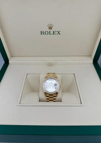 Thumbnail for Rolex Day-Date 228348RBR Yellow Gold Diamond Bezel Silver Dial (2021)