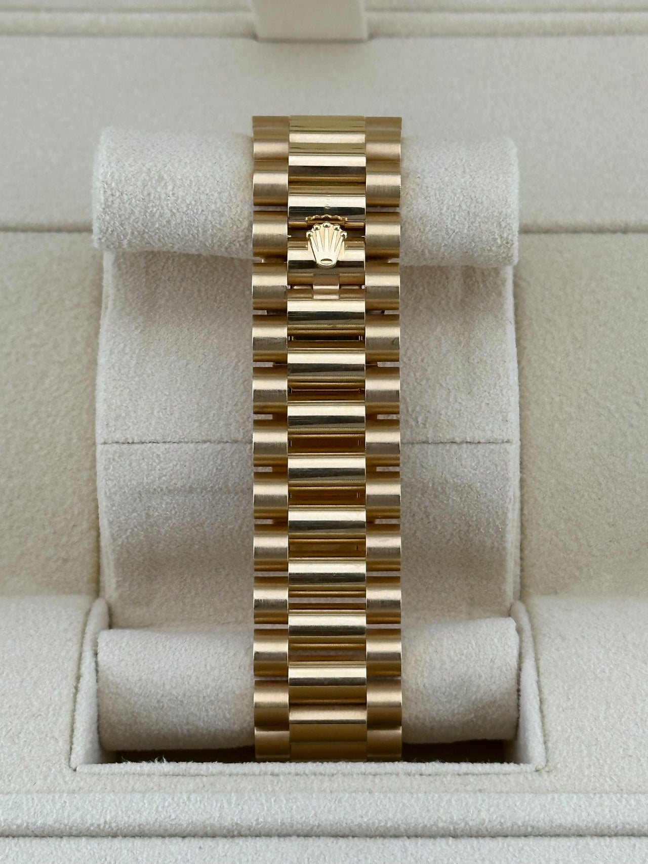 Rolex Day-Date 228348RBR Yellow Gold Diamond Bezel Silver Dial (2021)