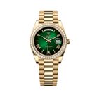 Rolex Day-Date 228348RBR Yellow Gold Green Ombre Roman Numeral Dial Diamond Bezel