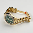 Rolex Day-Date 228348RBR Yellow Gold Green Roman Numeral Dial Diamond Bezel (2024)