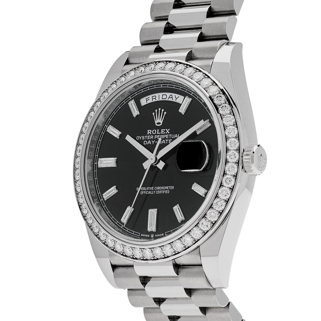 Rolex Day-Date 228349RBR White Gold Diamond Bezel Black Dial (2024)