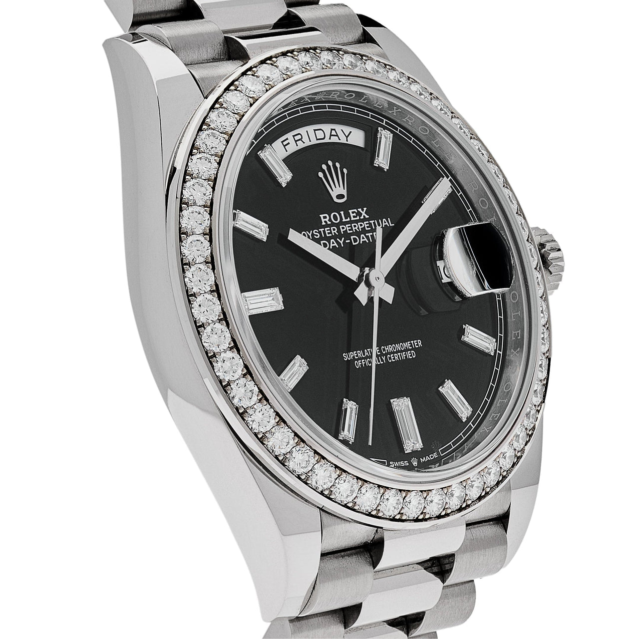 Rolex Day-Date 228349RBR White Gold Diamond Bezel Black Dial (2024)