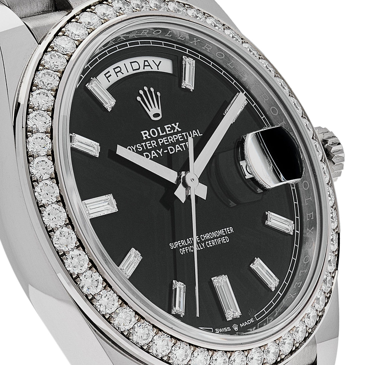 Rolex Day-Date 228349RBR White Gold Diamond Bezel Black Dial (2024)