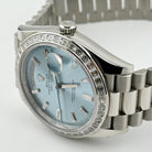 Rolex Day-Date 228396TBR Platinum Diamond Bezel Ice Blue Diamond Dial (2023)