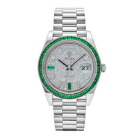 Thumbnail for Rolex Day-Date 228396TEM Platinum Diamond Dial Emerald Bezel