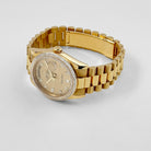 Rolex Day-Date 36 118398BR Yellow Gold Diamond Bezel Champagne Diamond Dial
