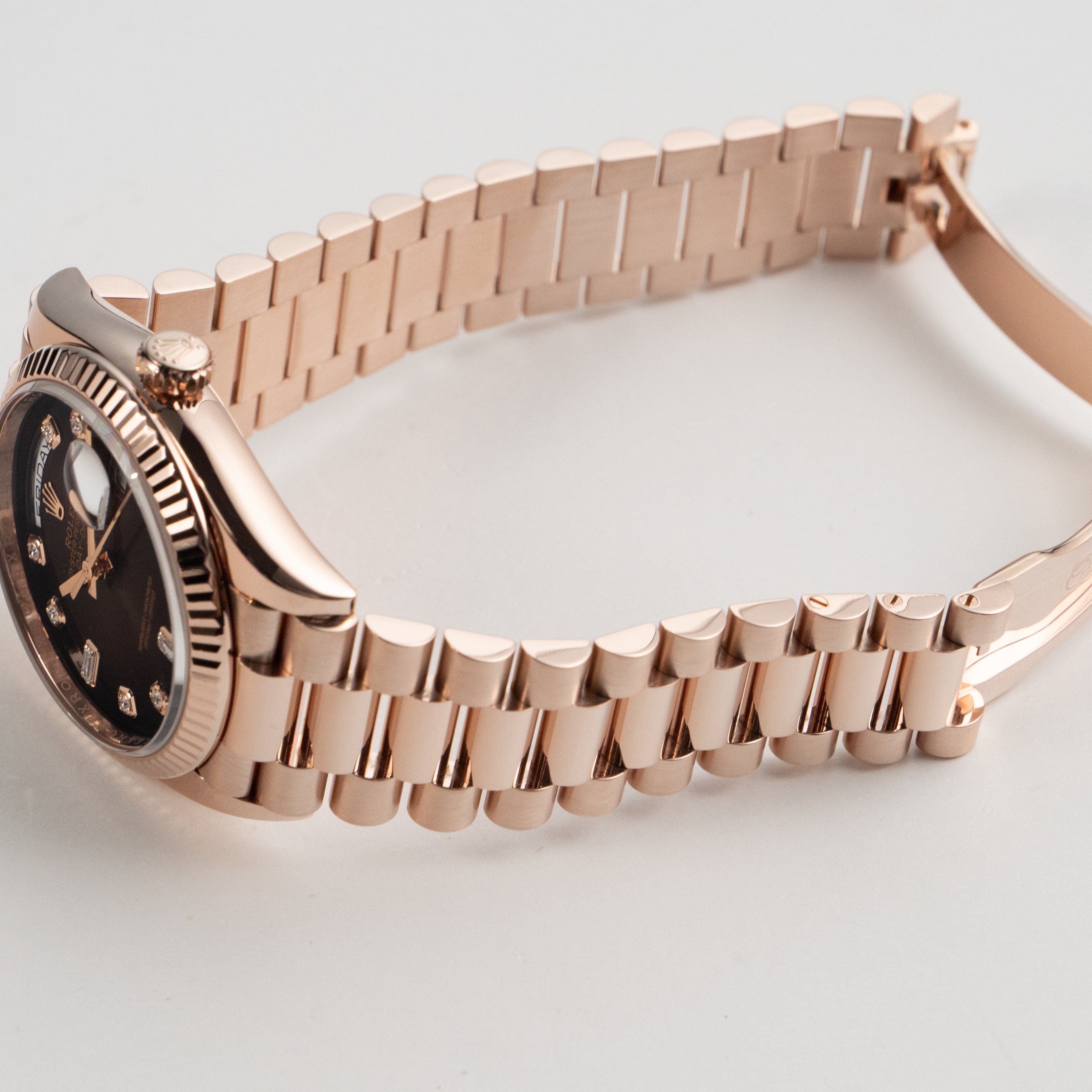 Rolex Day-Date 36 128235 Rose Gold Brown Ombre Diamond Dial (2022