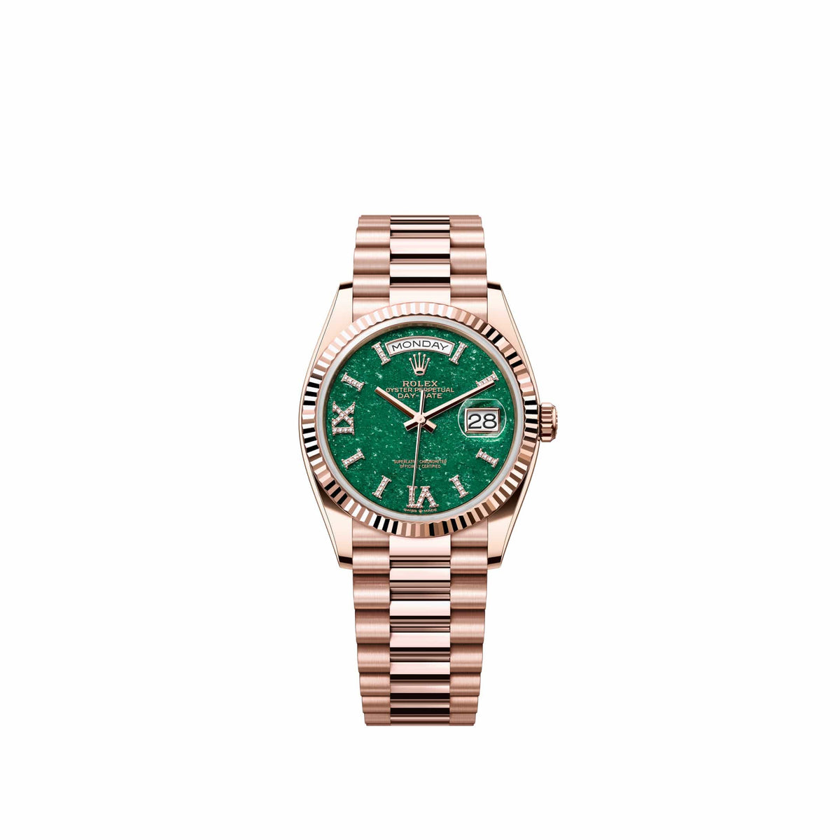 Rolex Day-Date 36 128235 Rose Gold Green Aventurine Diamond Dial President (2026)