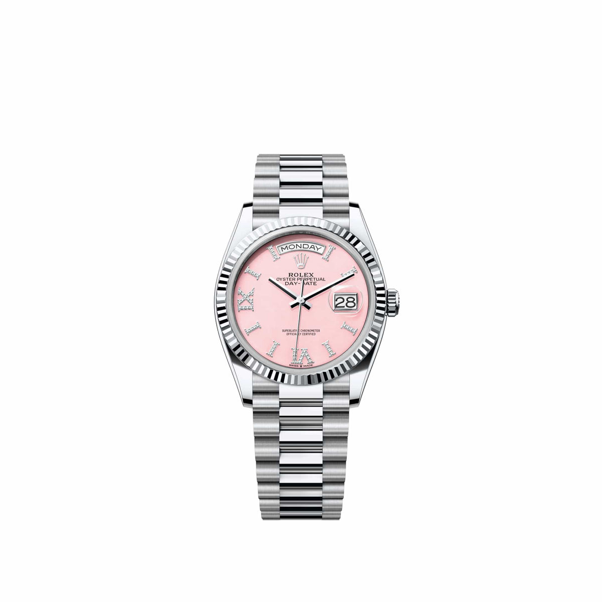 Rolex Day-Date 36 128236 Platinum Pink Opal Diamond Dial President (2026)