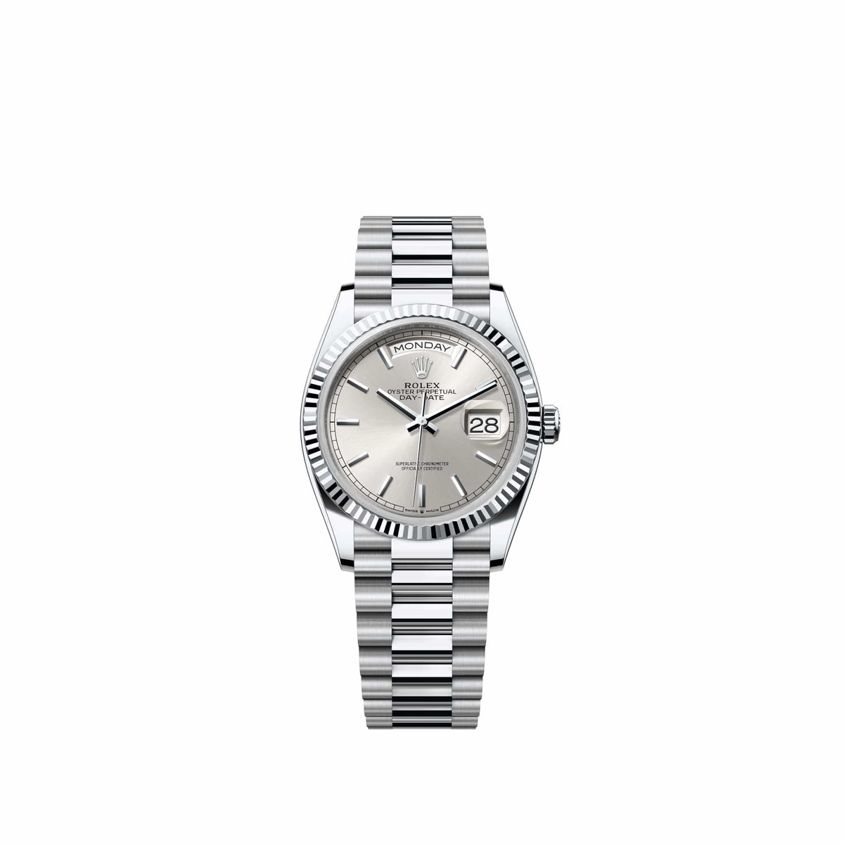Rolex Day-Date 36 128236 Platinum Silver Dial President (2026)