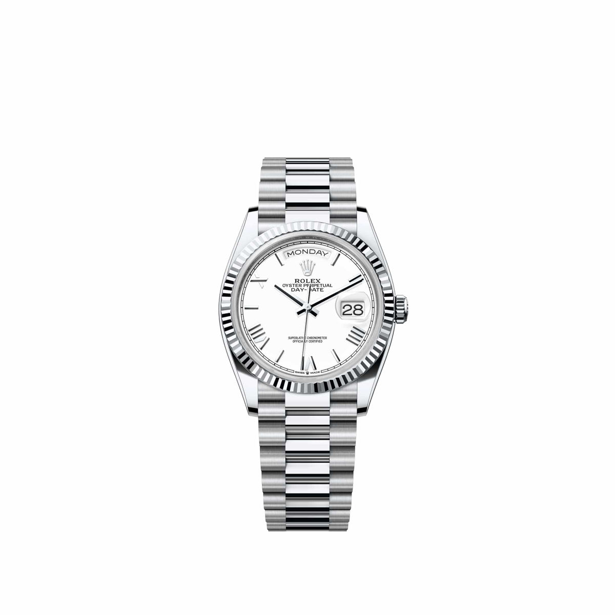 Rolex Day-Date 36 128236 Platinum White Roman Dial President (2026)