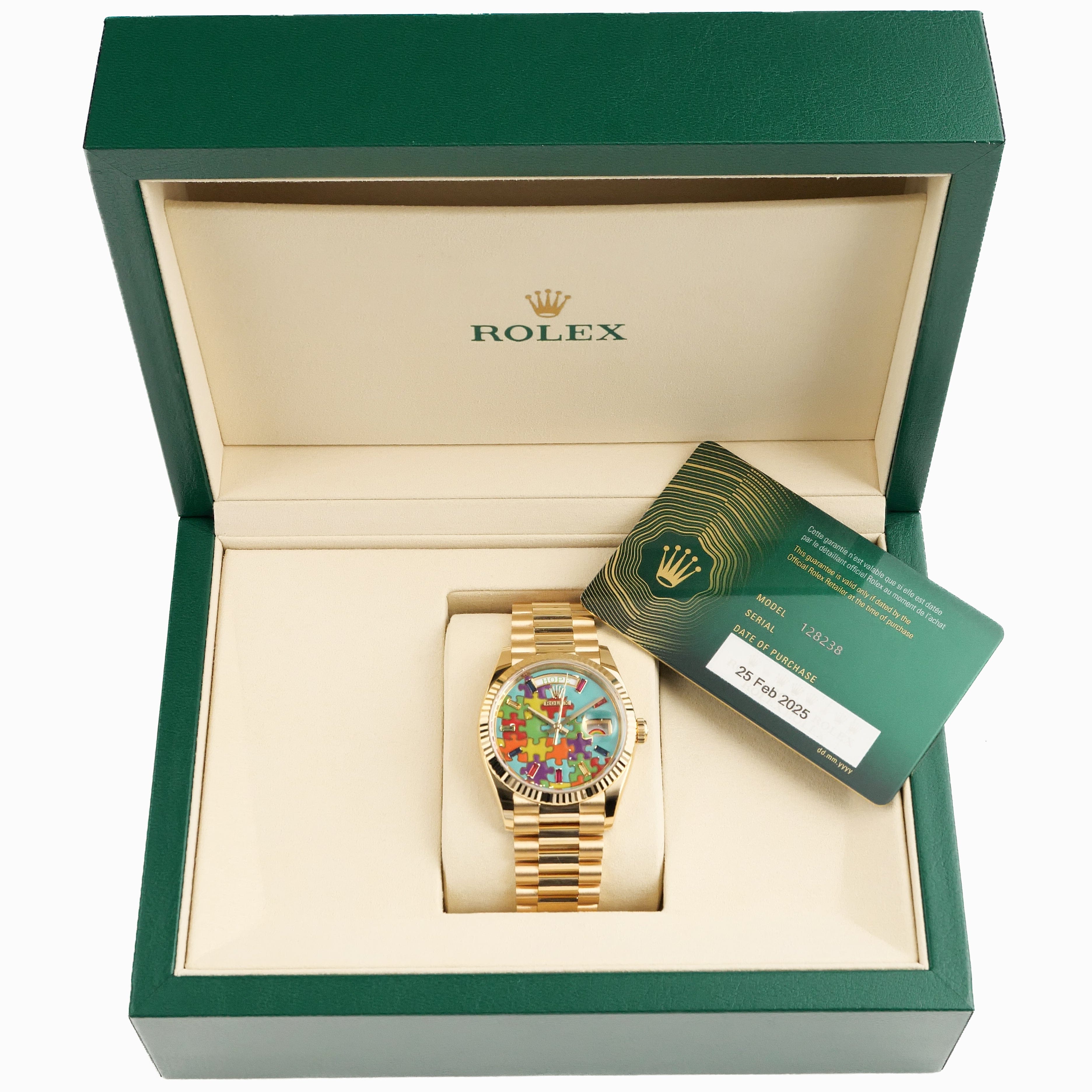 Rolex Day-Date 36 128238 'Emoji Puzzle' Yellow Gold (2025)