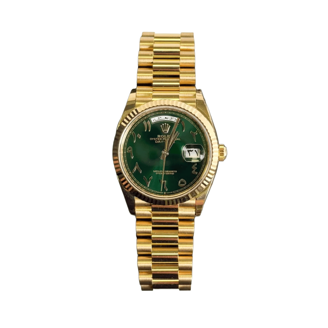 Rolex Day-Date 36 128238 Yellow Gold Green Arabic Dial (2026)