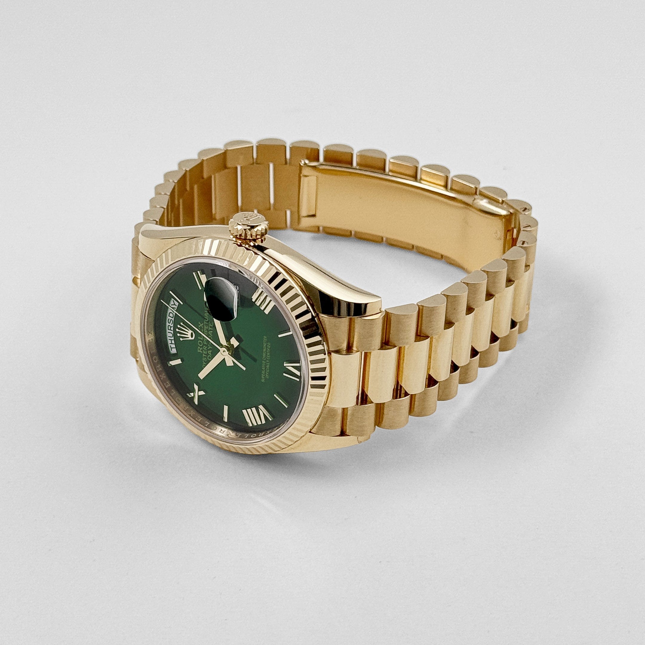 Rolex Day-Date 36 128238 Yellow Gold Green Ombre Roman Numeral Dial (2024)