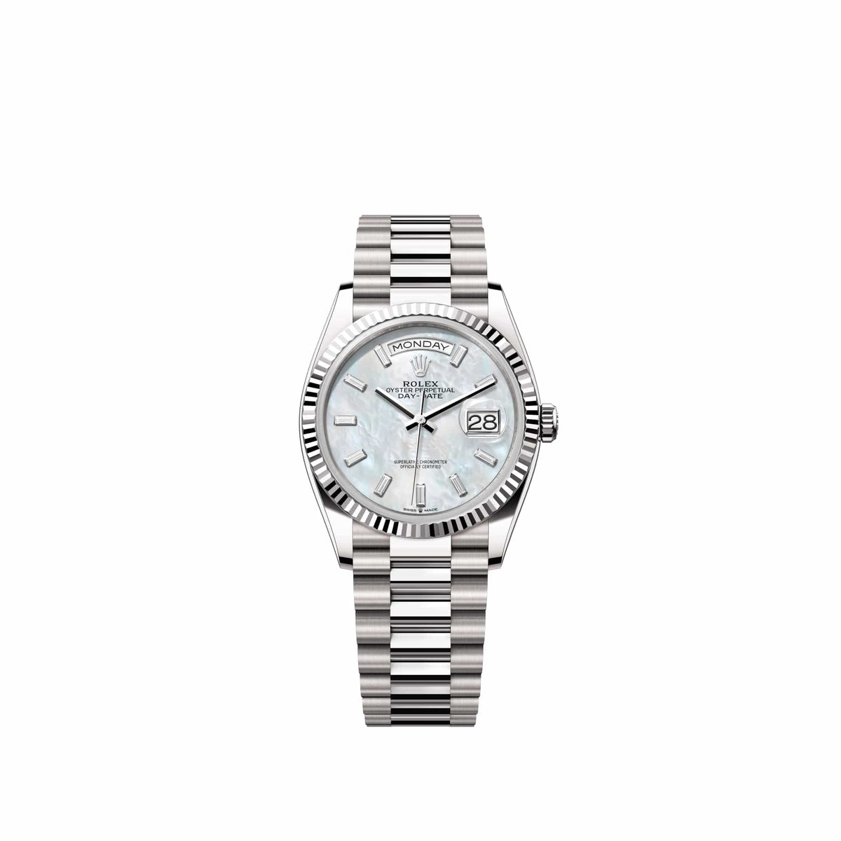 Rolex Day-Date 36 128239 White Gold White Mother of Pearl Diamond Dial President (2026)
