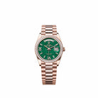 Rolex Day-Date 36 128345RBR Rose Gold Green Aventurine Diamond Dial President Diamond Bezel (2026)