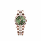 Rolex Day-Date 36 128345RBR Rose Gold Olive Green Roman Dial Diamond-Set President Diamond Bezel (2026)