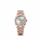 Rolex Day-Date 36 128345RBR Rose Gold Silver Diamond Dial President Diamond Bezel (2026)