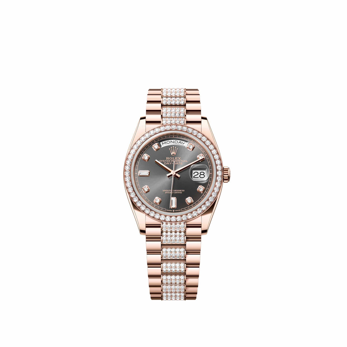 Rolex Day-Date 36 128345RBR Rose Gold Slate Diamond Dial Diamond-Set President Diamond Bezel (2026)