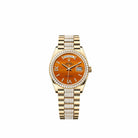 Rolex Day-Date 36 128348RBR Yellow Gold Carnelian Diamond Dial Diamond-Set President Diamond Bezel (2026)