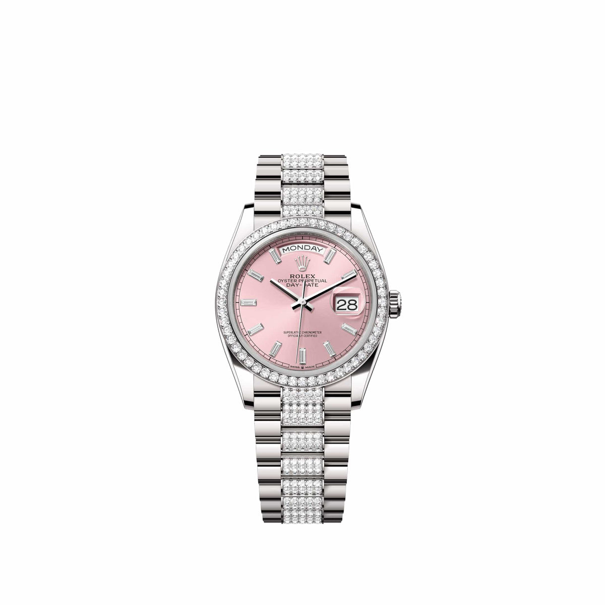Rolex Day-Date 36 128349RBR White Gold Pink Diamond Dial Diamond-Set President Diamond Bezel (2026)