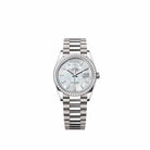 Rolex Day-Date 36 128349RBR White Gold White Mother of Pearl Diamond Dial President Diamond Bezel (2026)