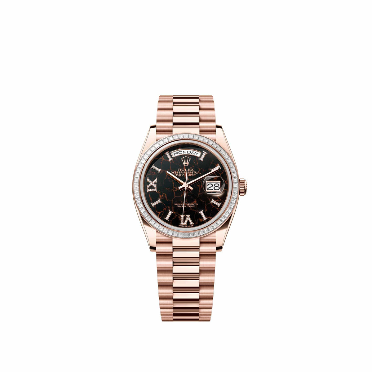Rolex Day-Date 36 128395TBR Rose Gold Eisenkiesel Diamond Dial President Diamond Bezel (2026)