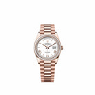 Rolex Day-Date 36 128395TBR Rose Gold White Roman Dial President Diamond Bezel (2026)